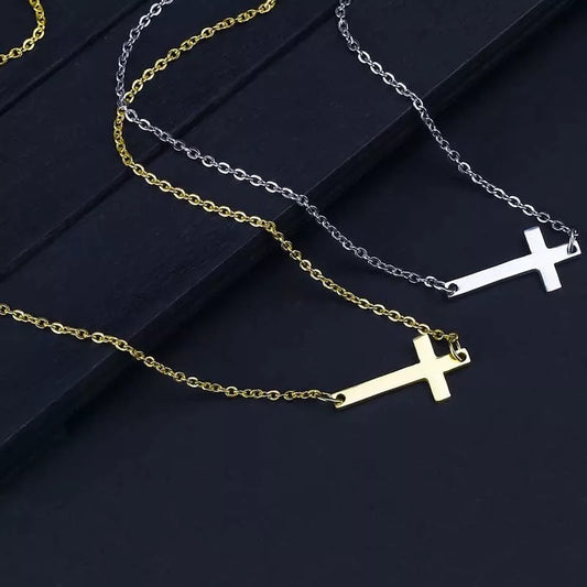 Sideways Cross Pendant Choker